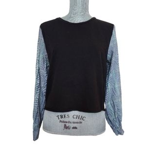 Black Plaid Cropped Blouse